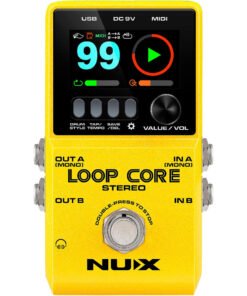 NUX Loop Core Stereo Looper with MIDI and Drum Patterns Effects Pedal, Yellow
