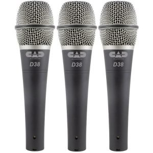 CAD Audio D38X3 Pack of 3 D38 Supercardioid Dynamic Microphones