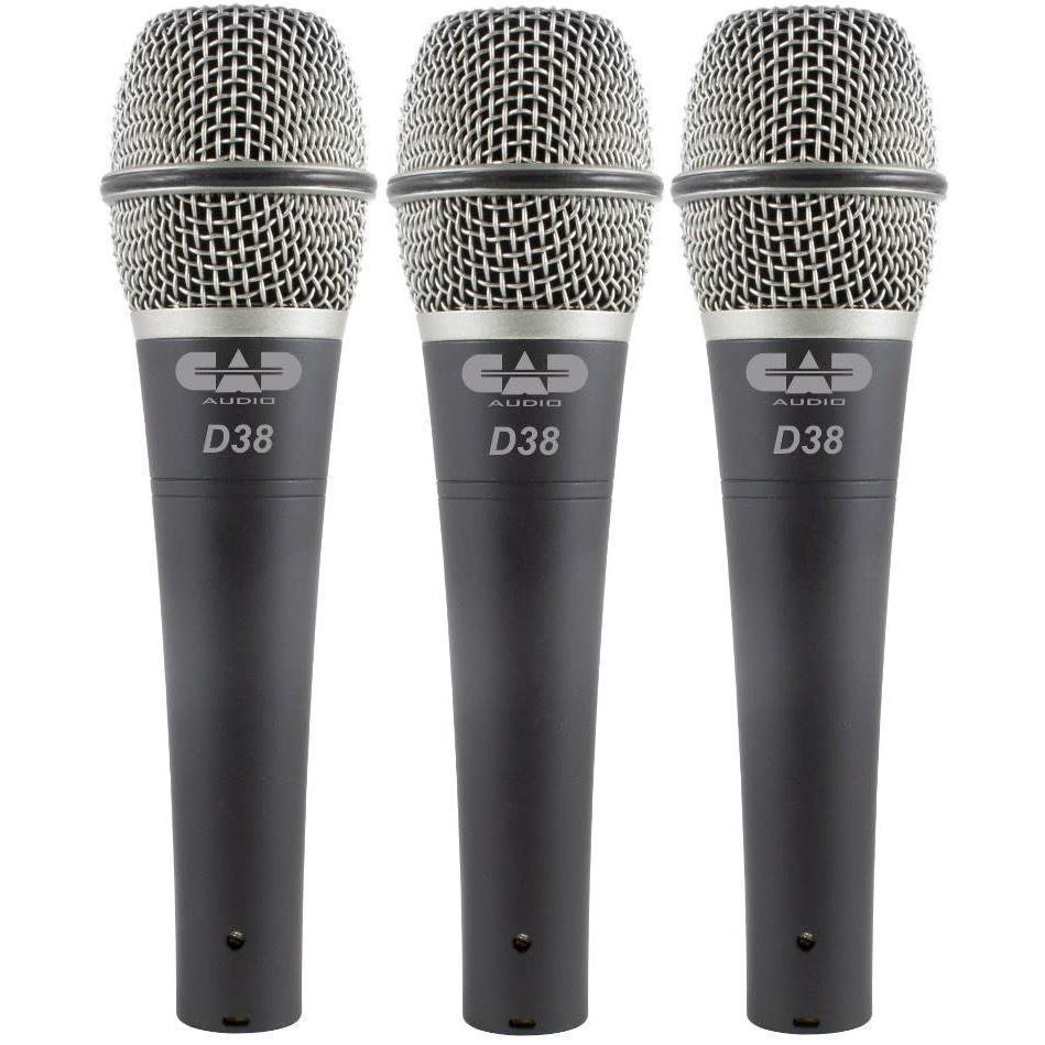 CAD Audio D38X3 Pack of 3 D38 Supercardioid Dynamic Microphones CAD Audio D38X3 Pack of 3 D38 Supercardioid Dynamic Microphones