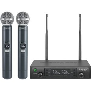 Phenyx Pro PTU-71-2H Dual Wireless Handheld Microphone System, 100 UHF Frequencies 530-580MHz