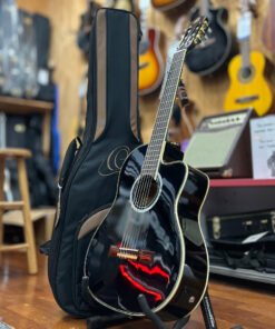 USED Ortega Pro RCE141BK Acoustic-Electric Nylon Guitar, Gloss Black w/ Bag